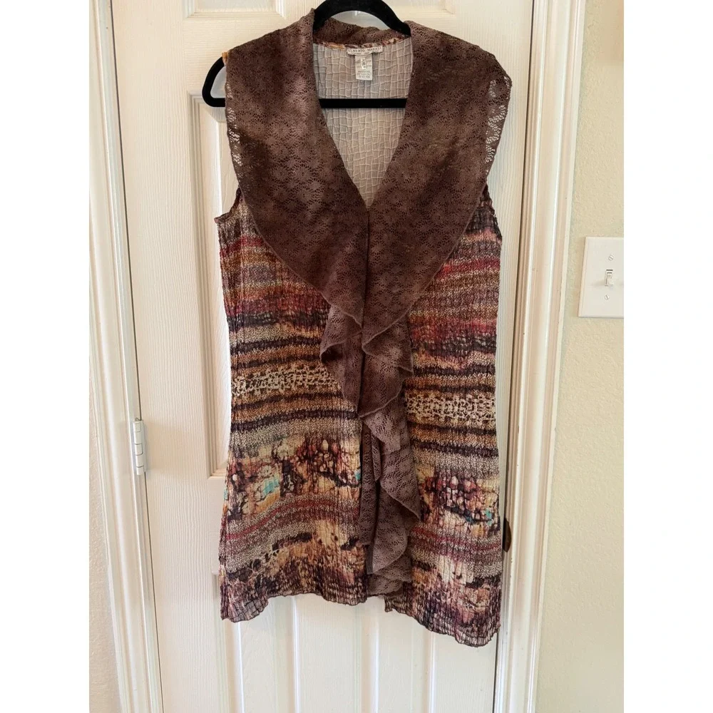 Alberto Makali XL Mixed Media Lace Waterfall Vest Boho Lagenlook Y2K